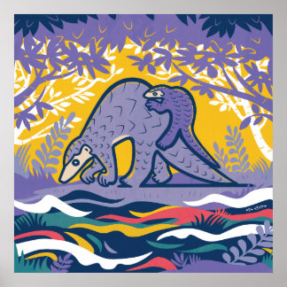 Poster de Arte Pangolin (Púrpura)