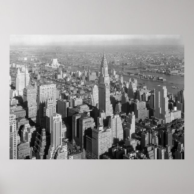 Poster de arte Panorama de Black White New York Ci (Frente)