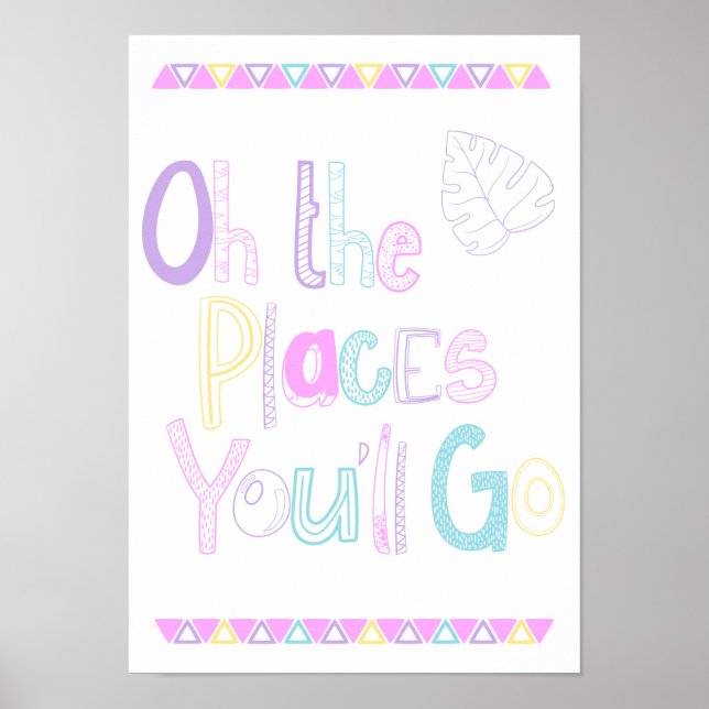 Póster de arte para nursery Oh The Places You'll G (Frente)