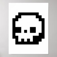 Poster de arte para píxeles de 8 bits de cráneo