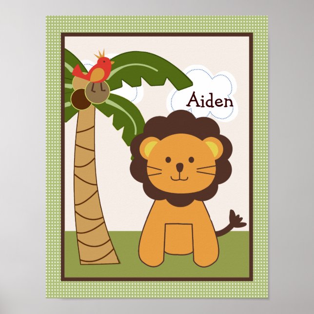 Poster de arte personalizado de Jungle Pals Lion (Frente)