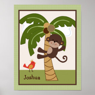 Poster de arte personalizado del mono Jungle Pals