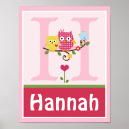 Poster de arte personalizado Happy Tree Owls 2