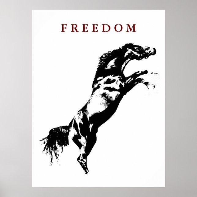 Poster de arte pop de caballos y libertad motivaci (Frente)