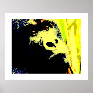 Póster de arte pop de cara de gorila. Pósters de g