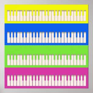 Poster de arte pop de cuatro teclados