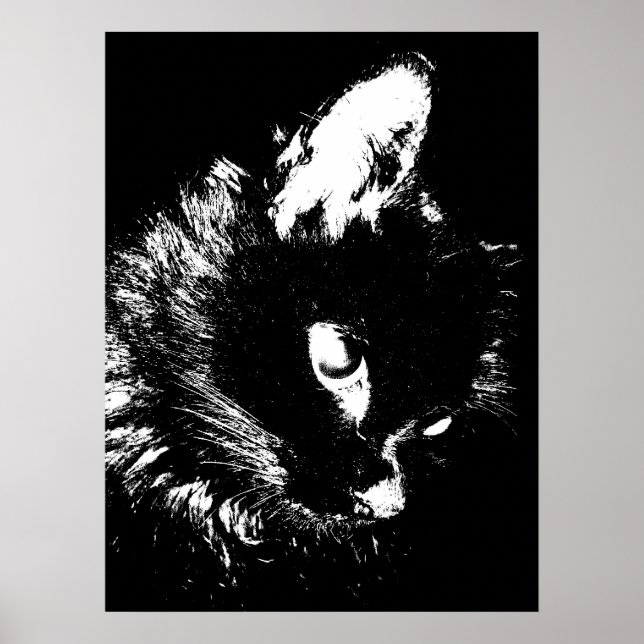 Poster de arte pop de gato negro - Posters de gato (Frente)