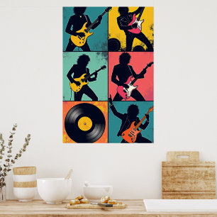 Póster de arte pop de icono de rock – Cuadrícula d