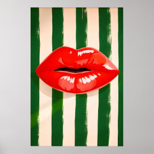 Póster de arte pop de labios rojos, impresión de r