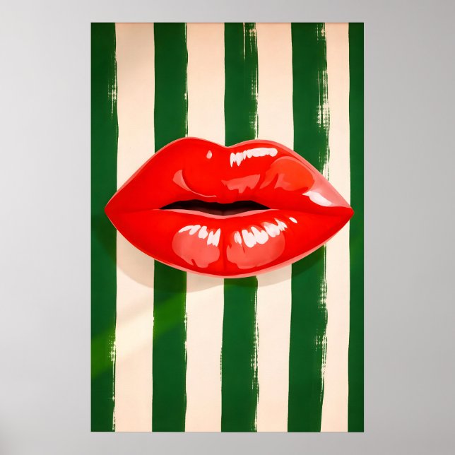 Póster de arte pop de labios rojos, impresión de r (Frente)