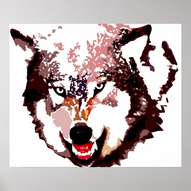 Poster de Arte Pop de Lobo Gris - Animales salvaje (Frente)