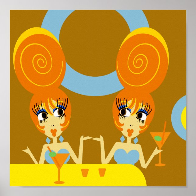 Poster de arte pop de mellizas divertidas (Frente)