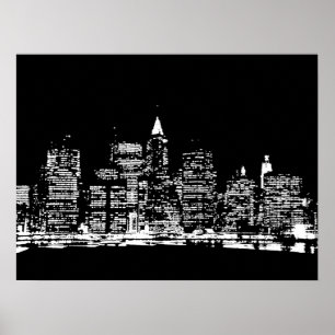 Poster de arte pop de Nueva York en blanco y negro