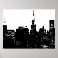 Poster de arte pop de Nueva York en blanco y negro