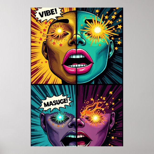 Póster de arte pop de ojos explosivos (Frente)