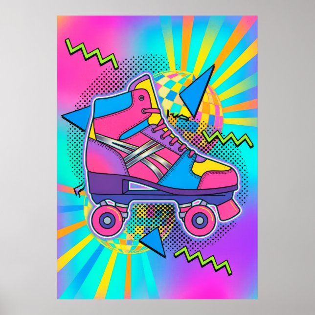 Póster de arte pop de patines retro (Frente)