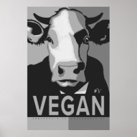 Póster de arte pop de vaca en blanco y negro - Veg