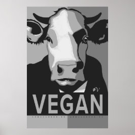 Póster de arte pop de vaca en blanco y negro - Veg