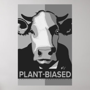 Póster de arte pop de vaca en negro y blanco - Pla
