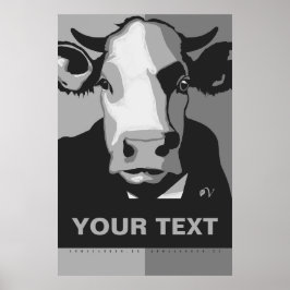 Póster de arte pop en negro y blanco Cow personali