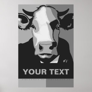 Póster de arte pop en negro y blanco Cow personali