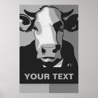 Póster de arte pop en negro y blanco Cow personali