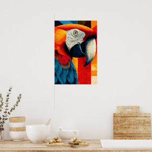 Póster de arte pop geométrico de loro guacamayo vi