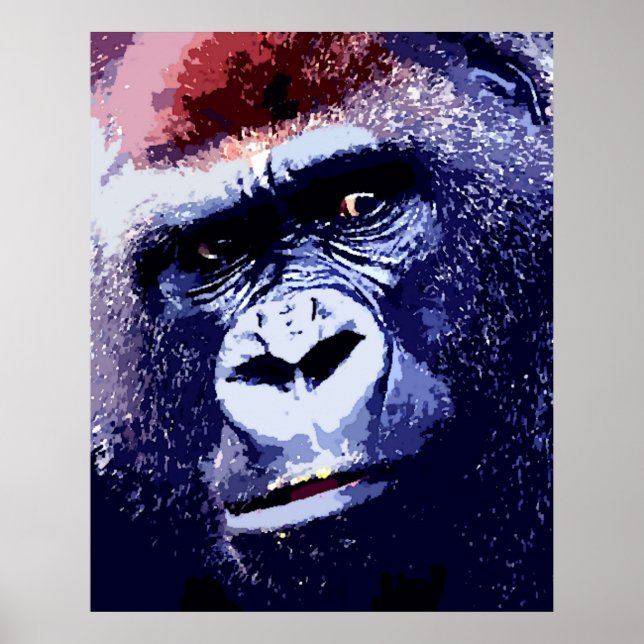 Poster de Arte Pop Gorilla Face. Posters de gorila (Frente)