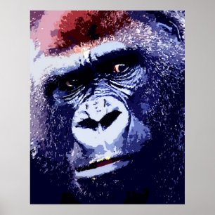 Poster de Arte Pop Gorilla Face. Posters de gorila
