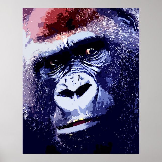 Poster de Arte Pop Gorilla Face. Posters de gorila (Frente)