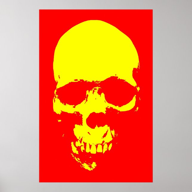 Poster de arte pop Skull - Rojo y Amarillo (Frente)