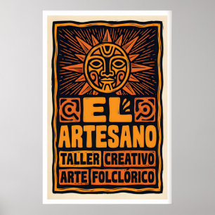 Póster de Arte Popular Cara del Sol Impresión en B