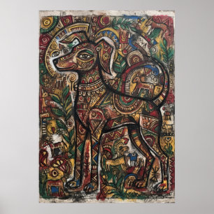 Póster de arte popular de animales del bosque celt