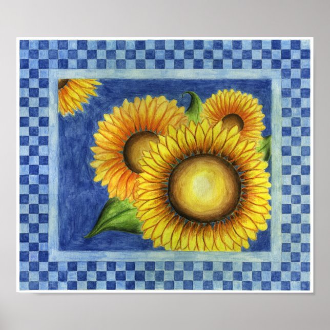 Póster de arte popular de girasoles campestres (Frente)