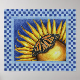Póster de arte popular de mariposa girasol