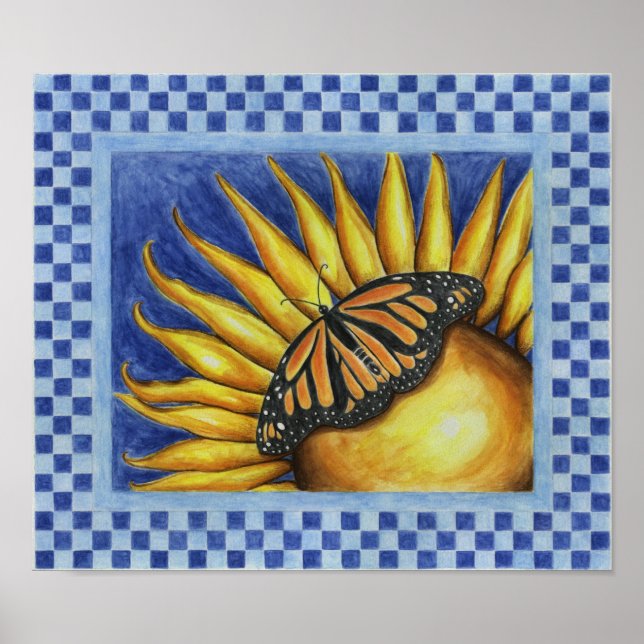 Póster de arte popular de mariposa girasol (Frente)