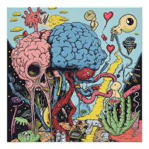 Póster de arte psicodélico de cómic subterráneo su