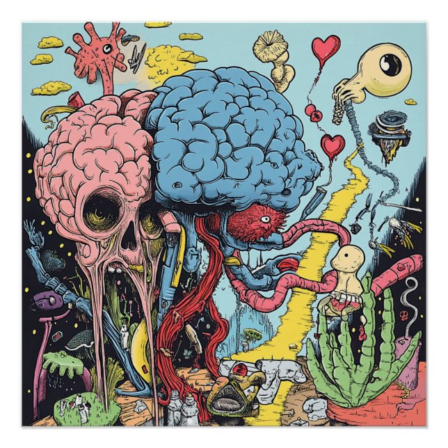 Póster de arte psicodélico de cómic subterráneo su (Anverso)