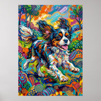 Póster de arte psicodélico del Cavalier King Charl