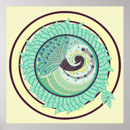 Poster de arte Purple Nouveau Peacock