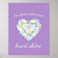 Poster de arte púrpura de Diamond Hearshine Slogan