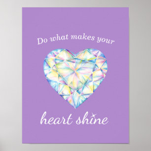 Poster de arte púrpura de Diamond Hearshine Slogan