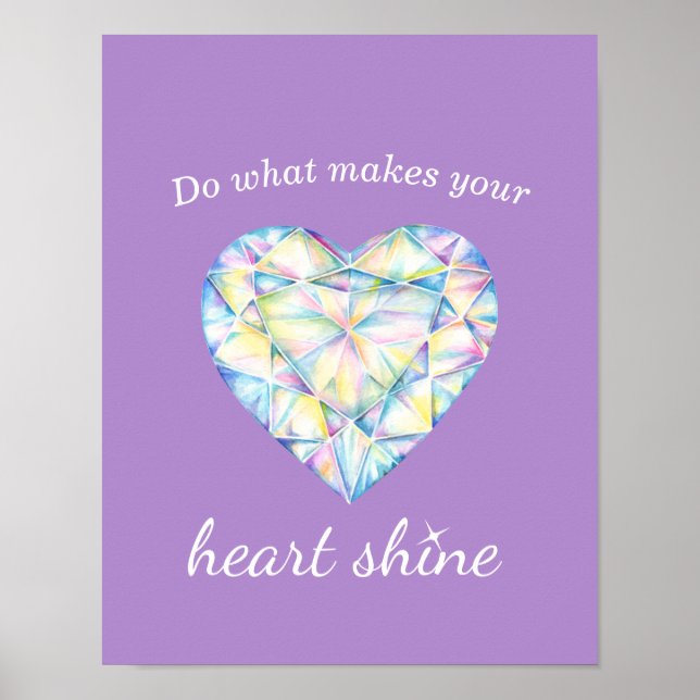 Poster de arte púrpura de Diamond Hearshine Slogan (Frente)