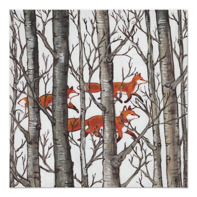 Poster de arte Red Fox Foxes (Anverso)