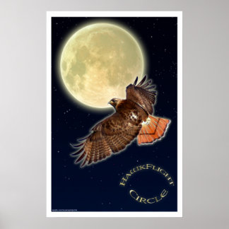POSTER de Arte RED HAWK MOON II