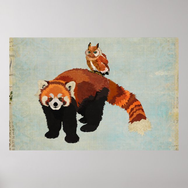 Poster de arte Red Panda & Owl (Frente)