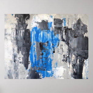 poster de arte resumido en azul y gris