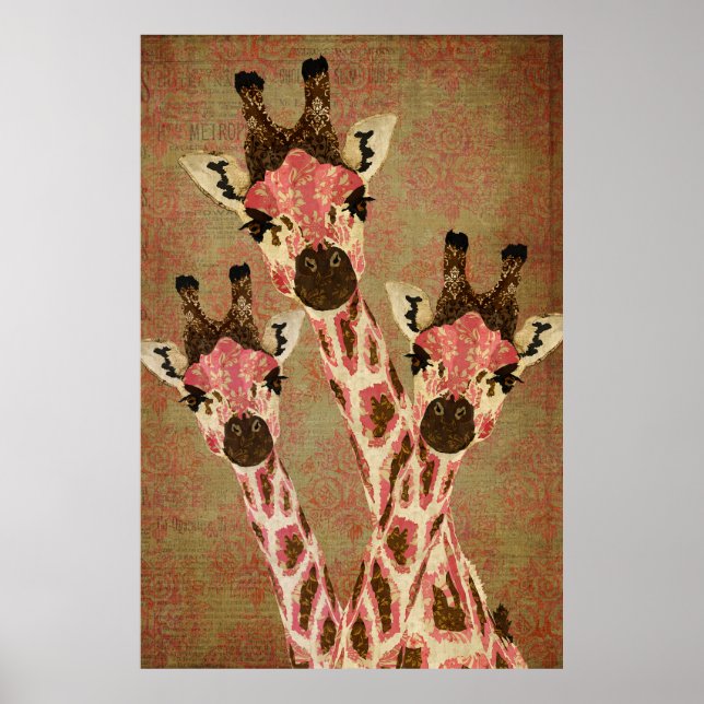 Poster de arte Rosa & Copper Giraffes (Frente)