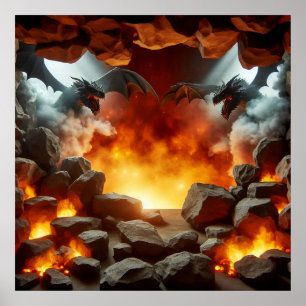 Poster de arte rupestre de Dragón