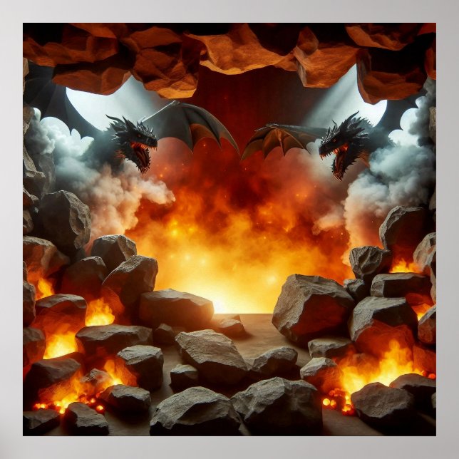 Poster de arte rupestre de Dragón (Frente)